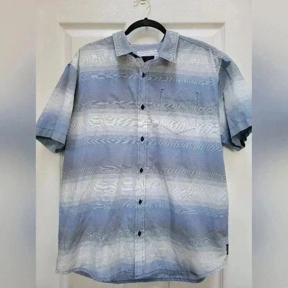 Prana Tamarack Stripe Organic Cotton Short Sleeve Button Down Shirt Size XL - Picture 1 of 3
